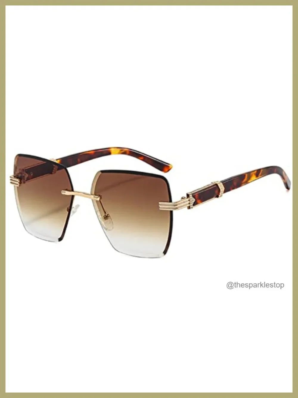 Shiratori Rimless Cut Edge Women's Gradient Sunglasses, Large Frame